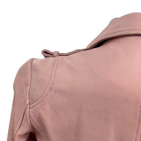 Dylan Gray Leather Moto Jacket Blush Pink Zip Front Size XS - Picture 12 of 16